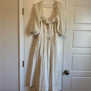 Free People Cream Oasis Midi Long Sleeve Dress